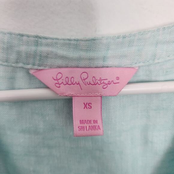Lilly Pulitzer Linen Tunic Top XS Light Blue Beach Minimalist Retro Coastal - Picture 3 of 8